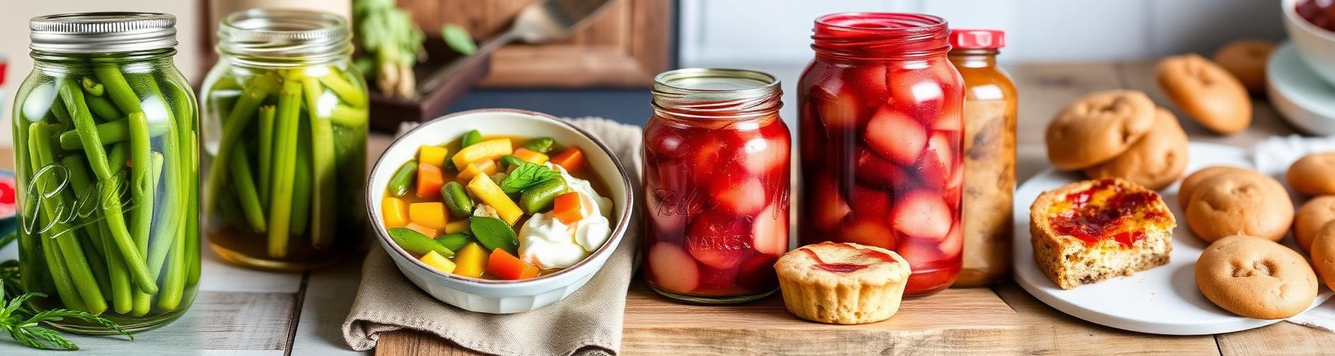 Collage of home-canned and home-baked foods